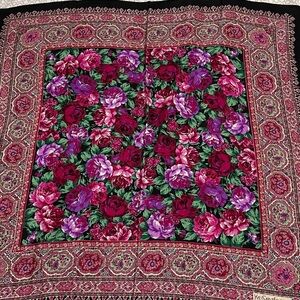 Yves Saint Laurent Floral Patterned Cotton Scarf